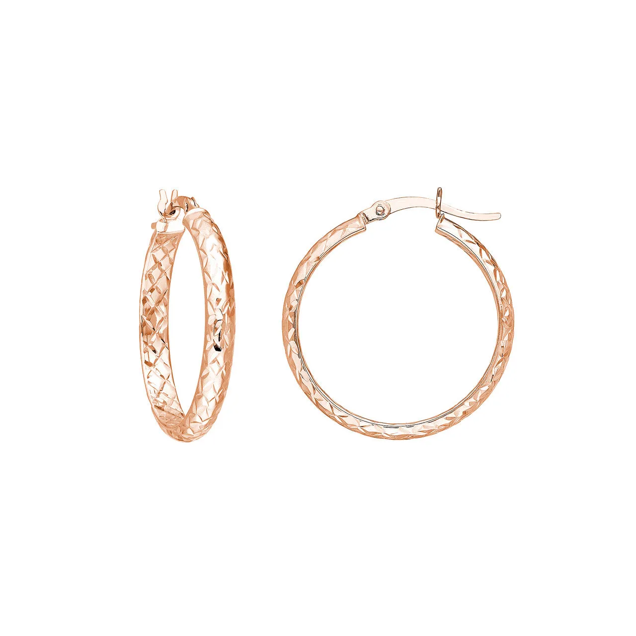 25mm x 3mm Diamond-Cut Hoop Earrings
