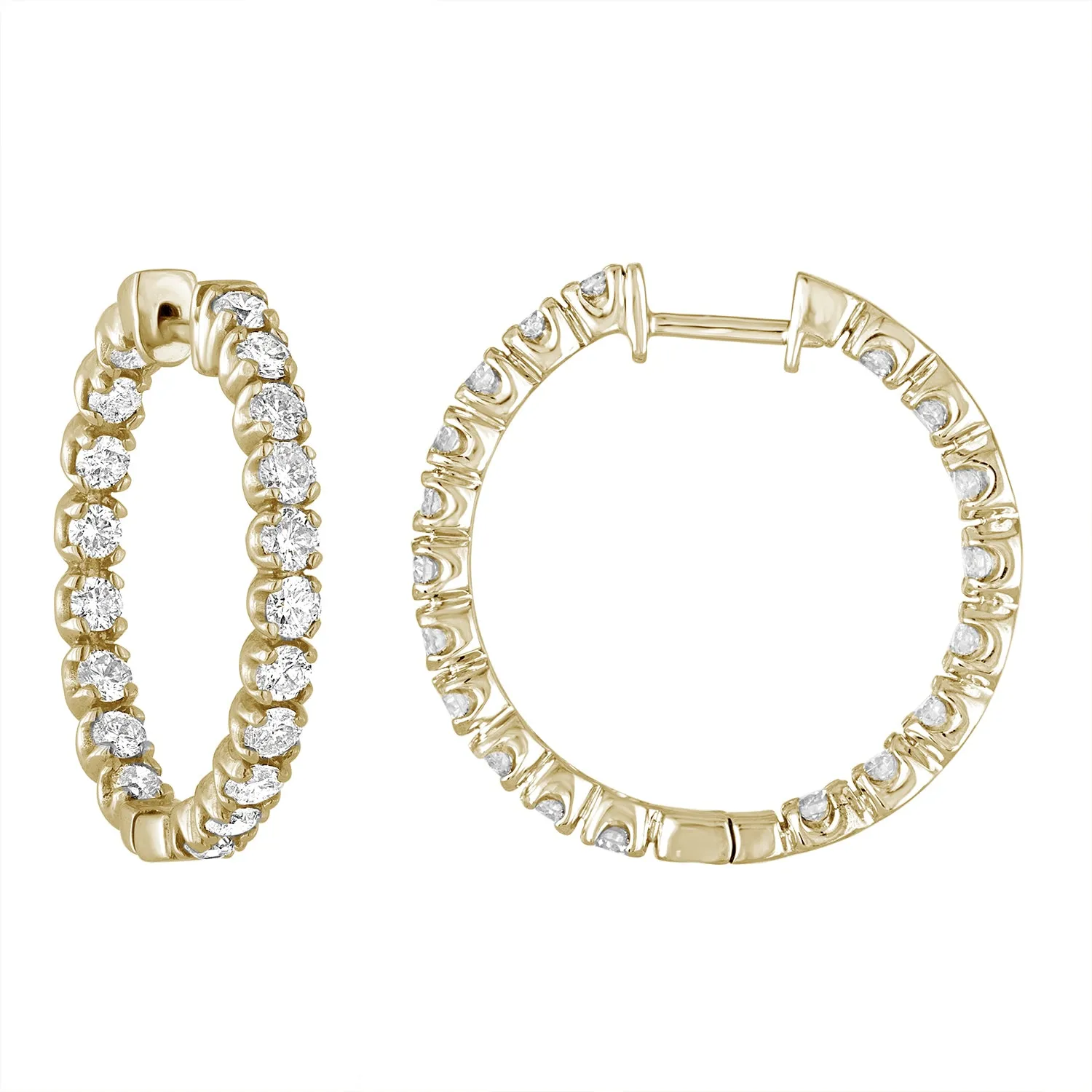 3.38 cttw Diamond Inside Out Hoop Earrings in 14K Gold