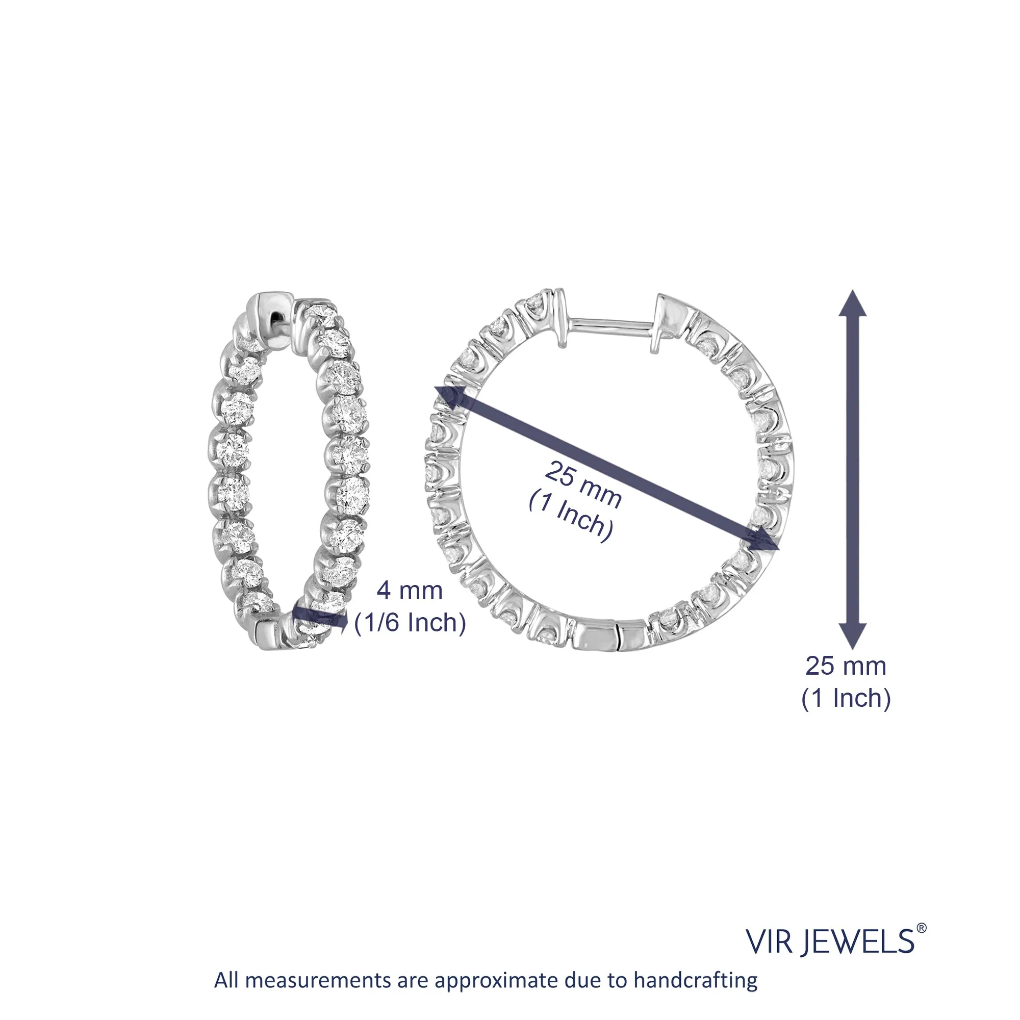 3.38 cttw Diamond Inside Out Hoop Earrings in 14K Gold