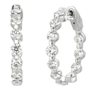 3.40 Carat Natural Diamond Hoop Earrings G SI 14K White Gold 15 pts each