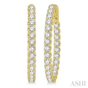 4 ctw Inside-Out Round Cut Diamond Oval Shape Hoop Earrings in 14K Yellow Gold