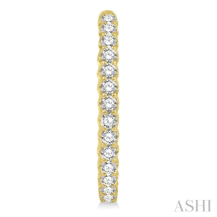 4 ctw Inside-Out Round Cut Diamond Oval Shape Hoop Earrings in 14K Yellow Gold