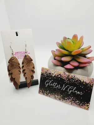 442 Bronze/Brown Feather Dangle Earrings