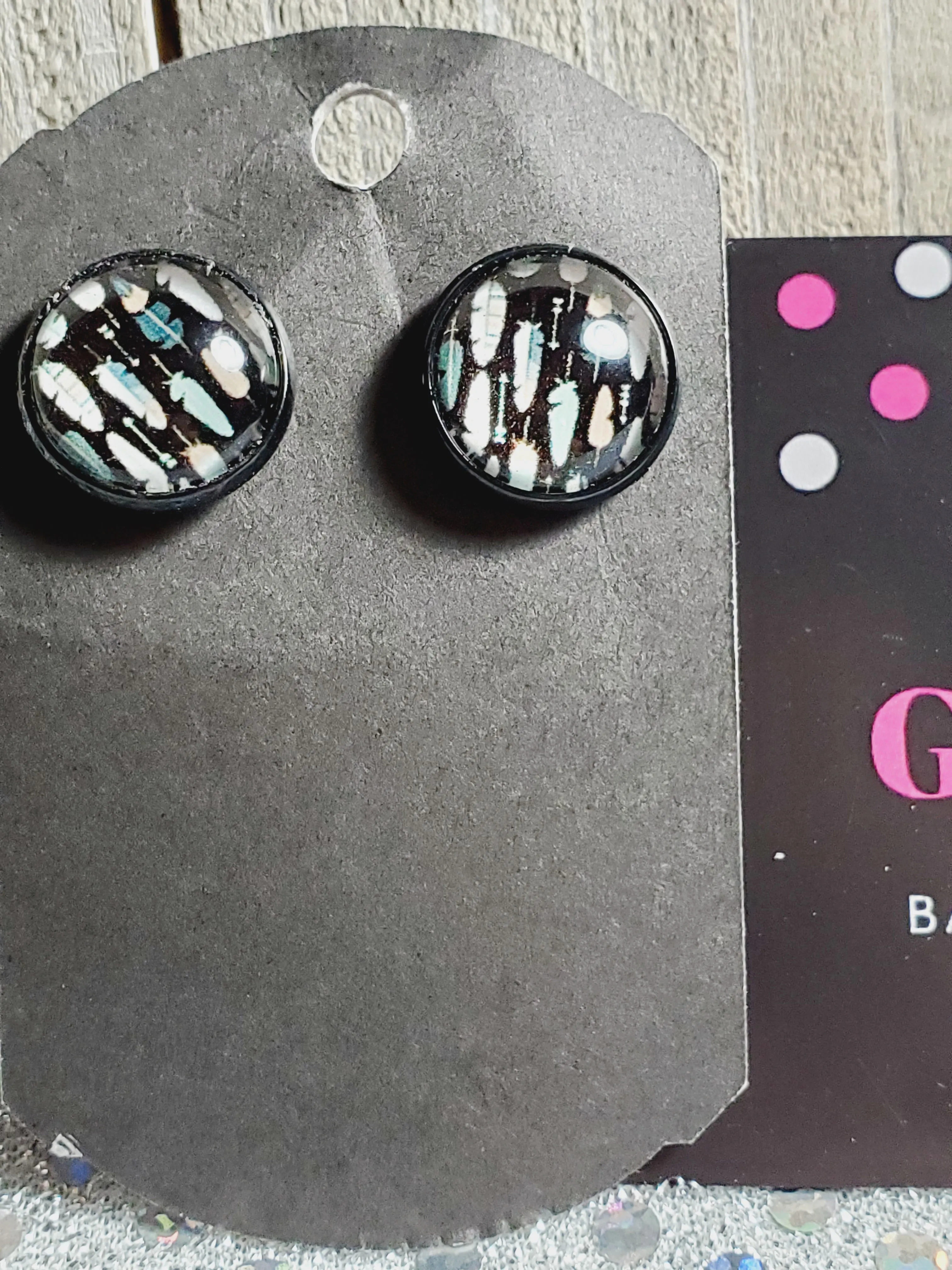 711 Black Feather Stud Earrings