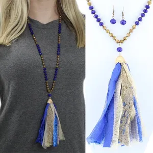72251-1 - Fabric Tassel  Necklace