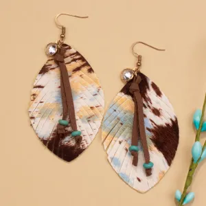 734038 - Feather Earrings - Brown Blue