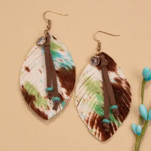 734038 - Feather Earrings - Turquoise Brown