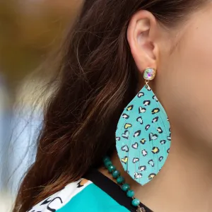 73906 - Leopard Earrings - Turquoise