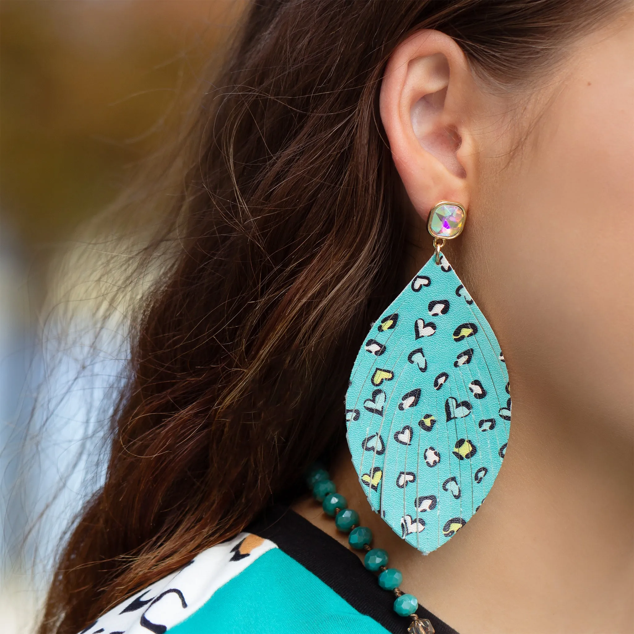 73906 - Leopard Earrings - Turquoise