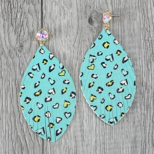 73906 - Leopard Earrings - Turquoise