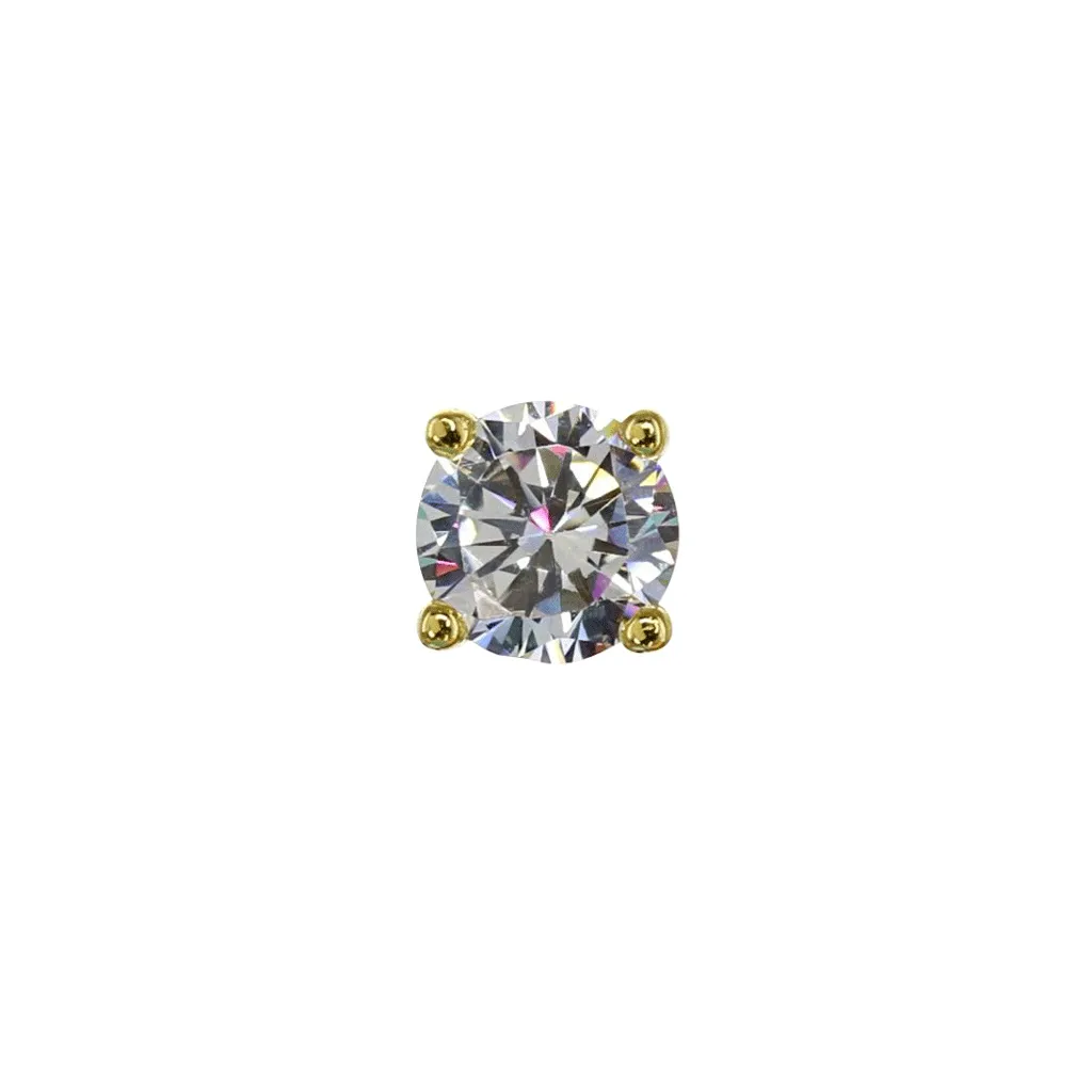 .75 Carat (each) Brilliant CZ Round Stud Earrings in Gold Overlay