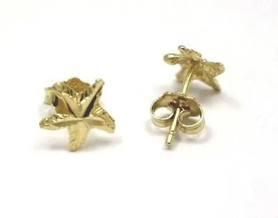 8MM 14K SOLID YELLOW GOLD HAWAIIAN SEA STAR STARFISH STUD EARRINGS DIAMOND CUT