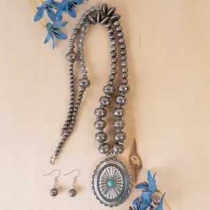 92111 - Squash Blossom Concho Necklace - Turquoise & Silver