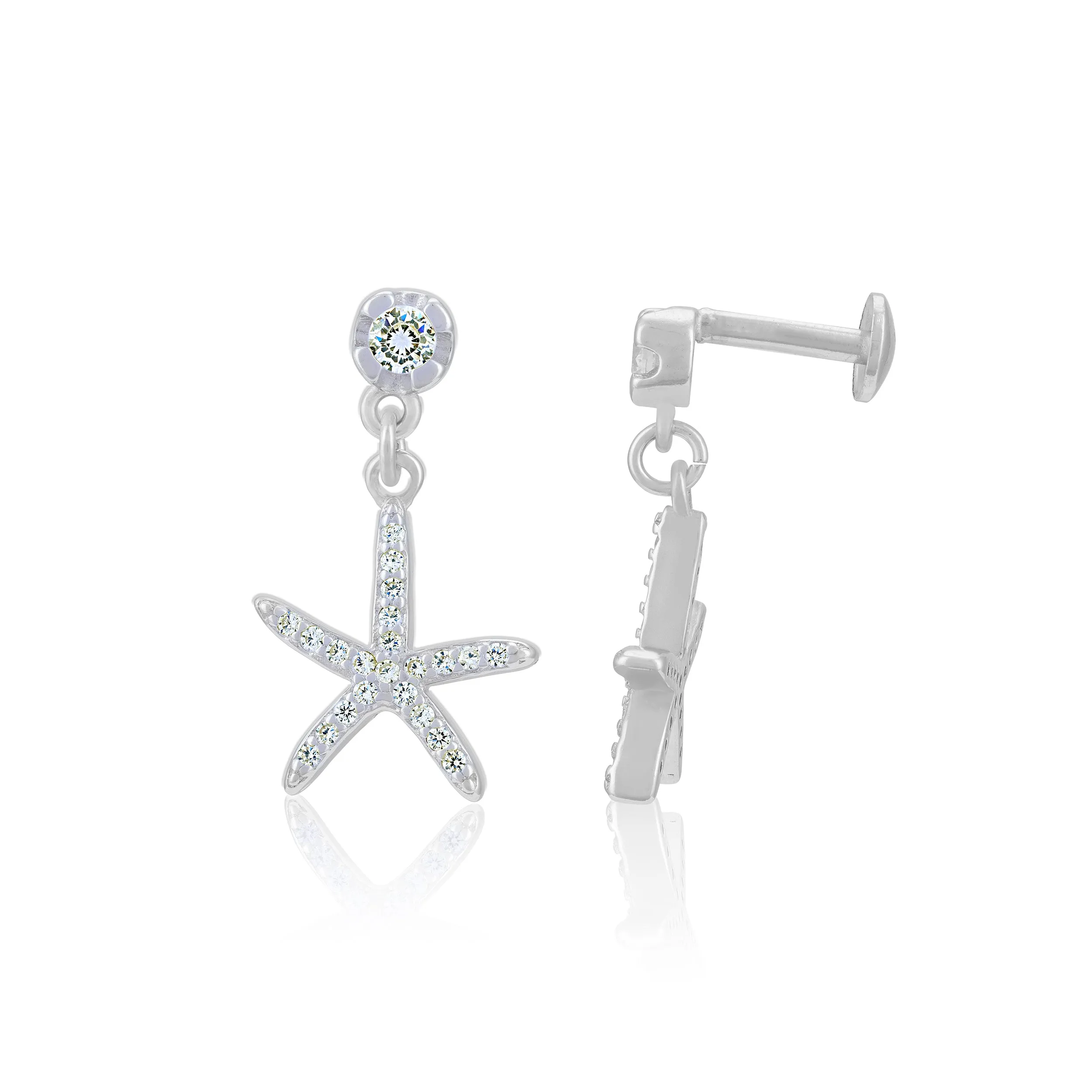 925 Sterling Silver Charm Starfish Earrings for Women