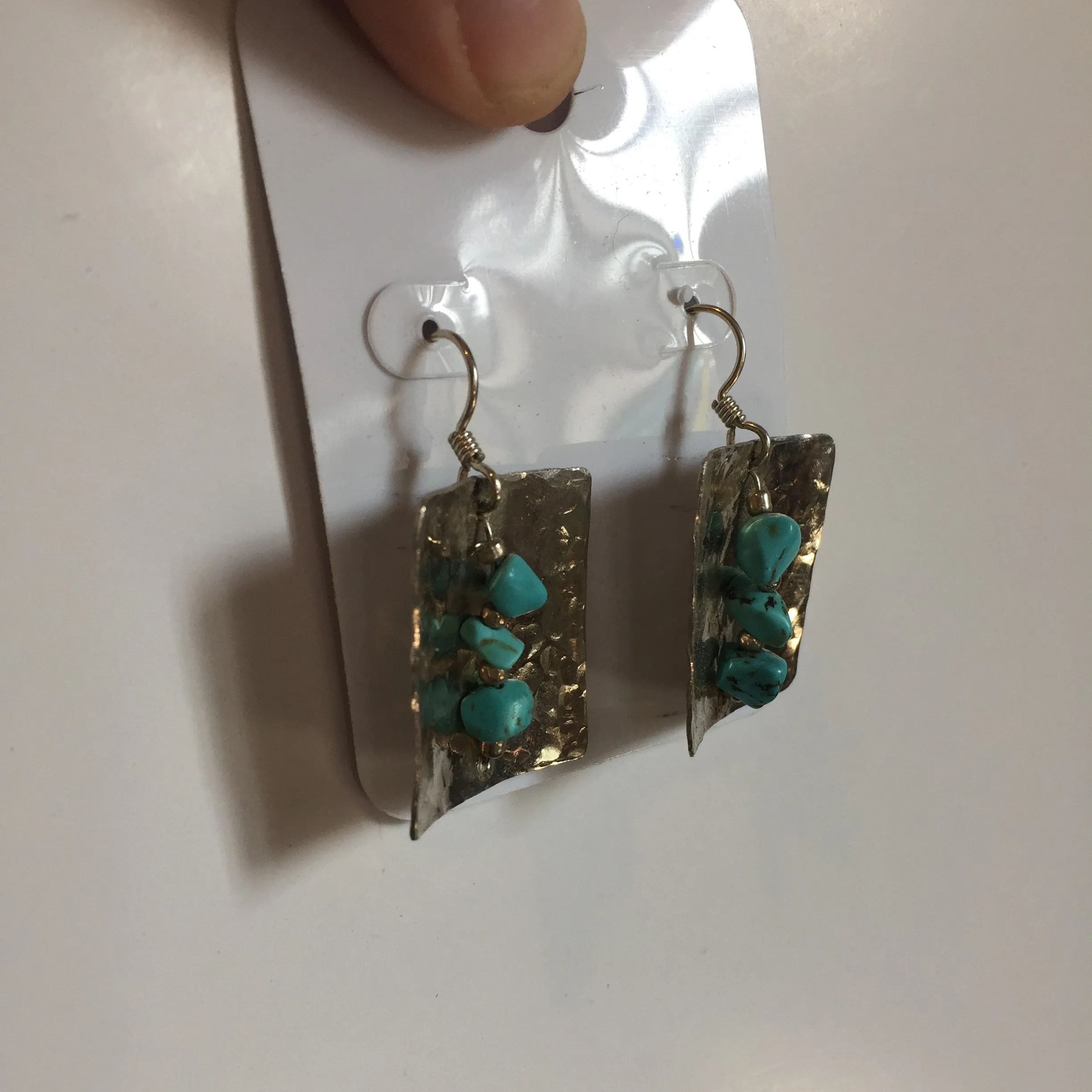 .925 STERLING SILVER EARRINGS WITH TURQUOISE