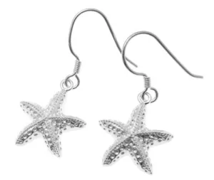 925 STERLING SILVER RHODIUM HAWAIIAN SEA STARFISH HOOK LEVERBACK EARRINGS 15MM