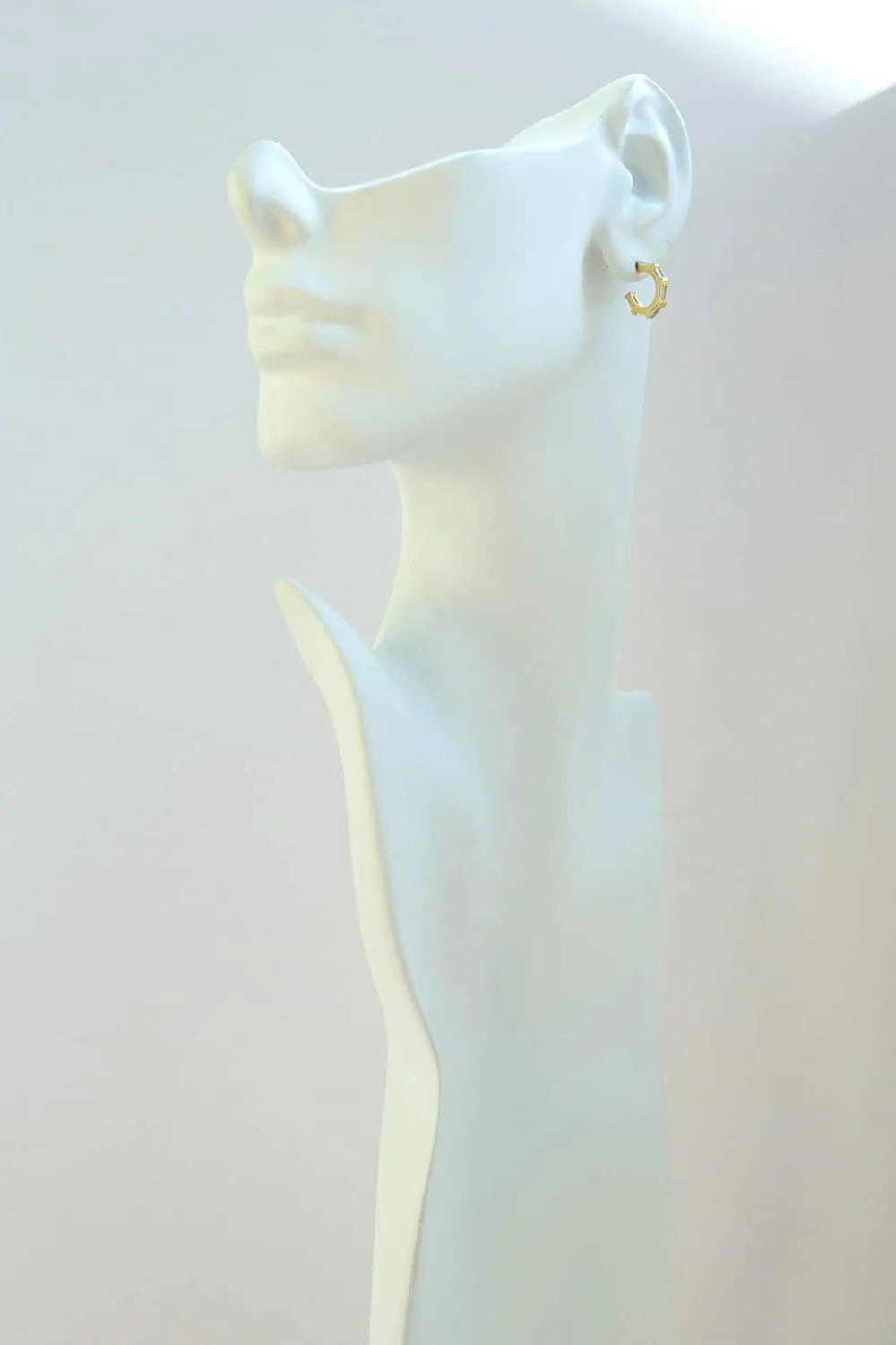 925 Sterling Silver Small Gold CZ Baguette Pavé Hoops