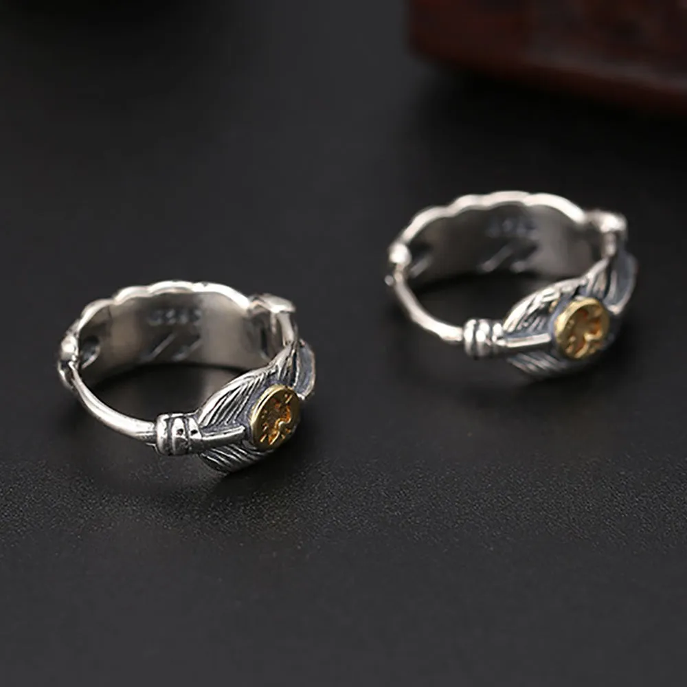925 Sterling Silver Stud Earrings Thai Silver Feather Eagle Men Fashion Jewelry