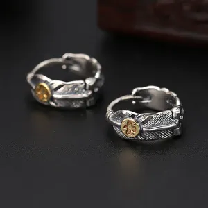 925 Sterling Silver Stud Earrings Thai Silver Feather Eagle Men Fashion Jewelry