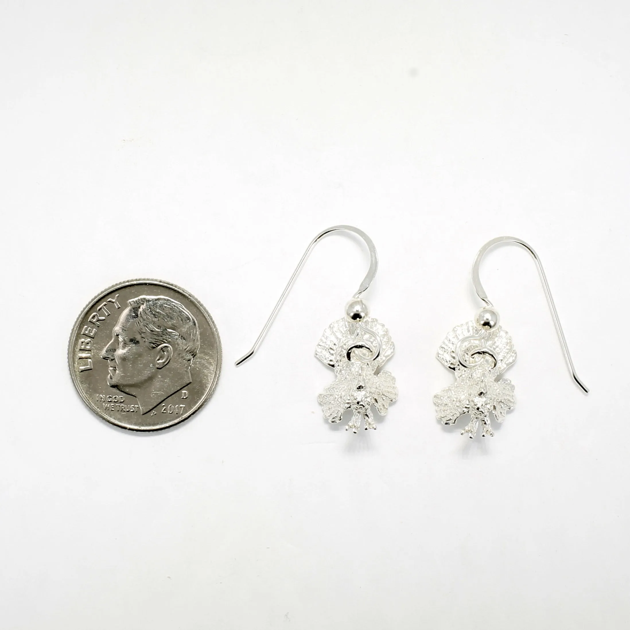 925 Sterling Silver Turkey Dangle Earrings