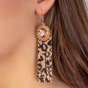 93020 - Rhinestone Tassel Earrings - Rose Gold