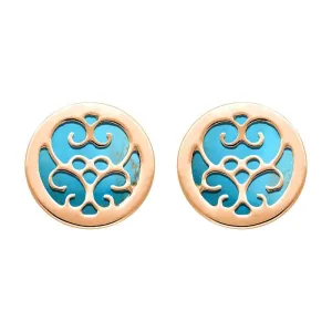 9ct Rose Gold Turquoise Flore Filigree Earrings