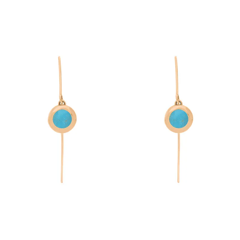 9ct Rose Gold Turquoise Star Disc Drop Earrings