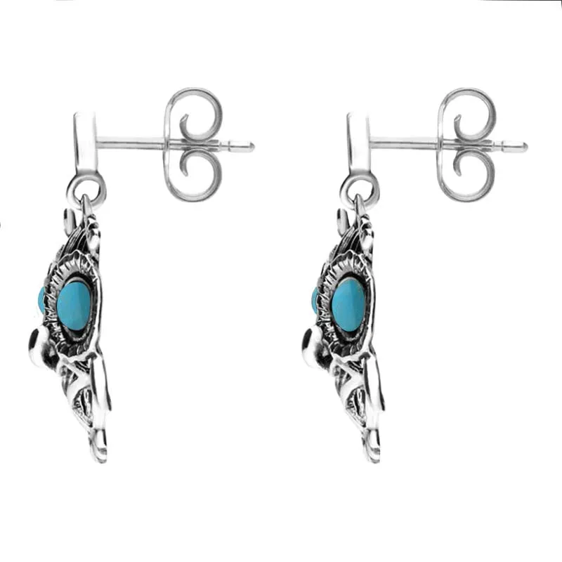 9ct White Gold Turquoise Owl Stud Earrings