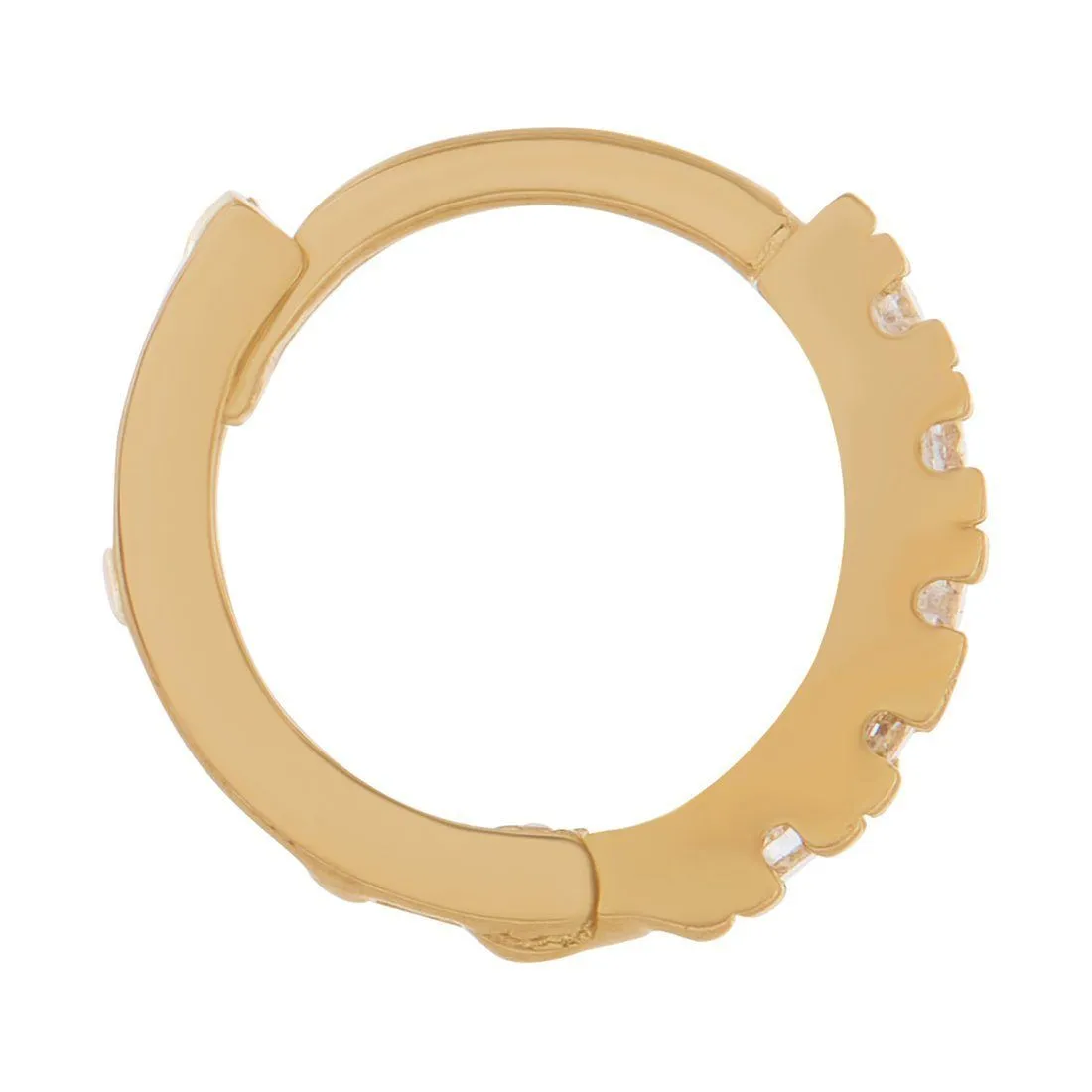 9ct Yellow Gold 9MM Hoop Earrings with Cubic Zirconia