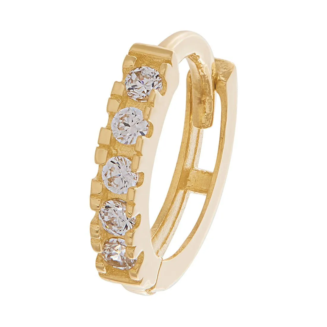9ct Yellow Gold 9MM Hoop Earrings with Cubic Zirconia
