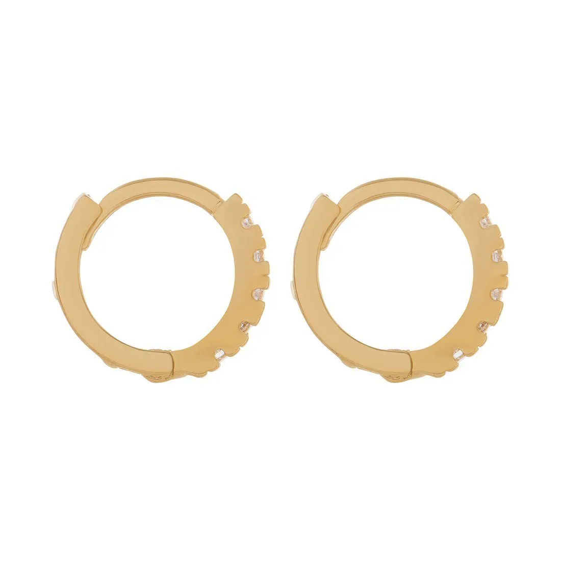 9ct Yellow Gold 9MM Hoop Earrings with Cubic Zirconia