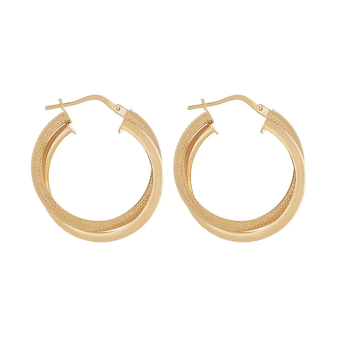 9ct Yellow Gold Double Hoop Earrings 15mm