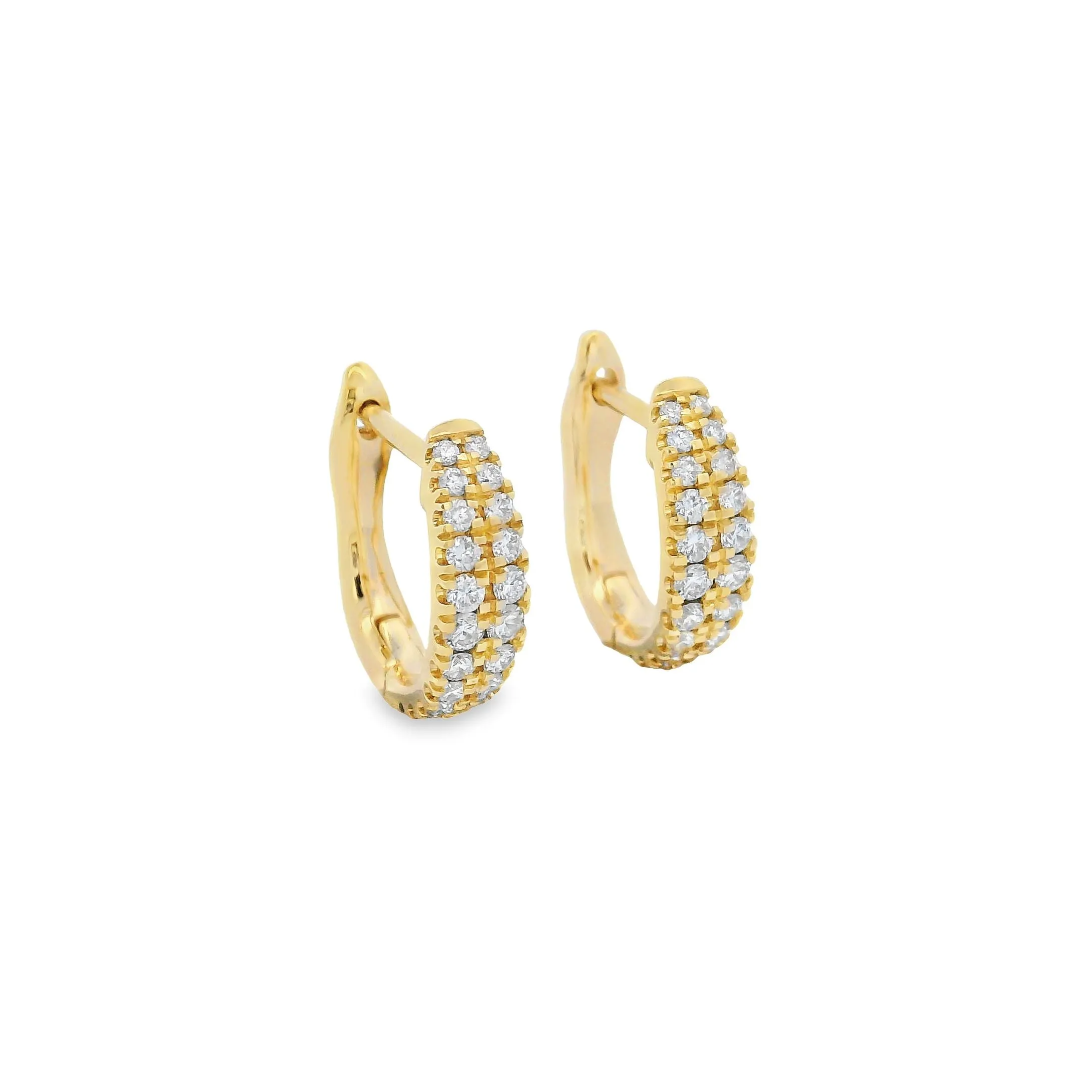 9ct Yellow Gold Round Double Row Lab Grown Diamond Hoop Earrings TDW= 0.45ct