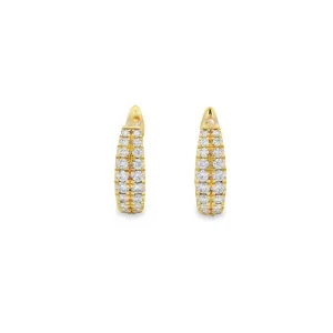 9ct Yellow Gold Round Double Row Lab Grown Diamond Hoop Earrings TDW= 0.45ct