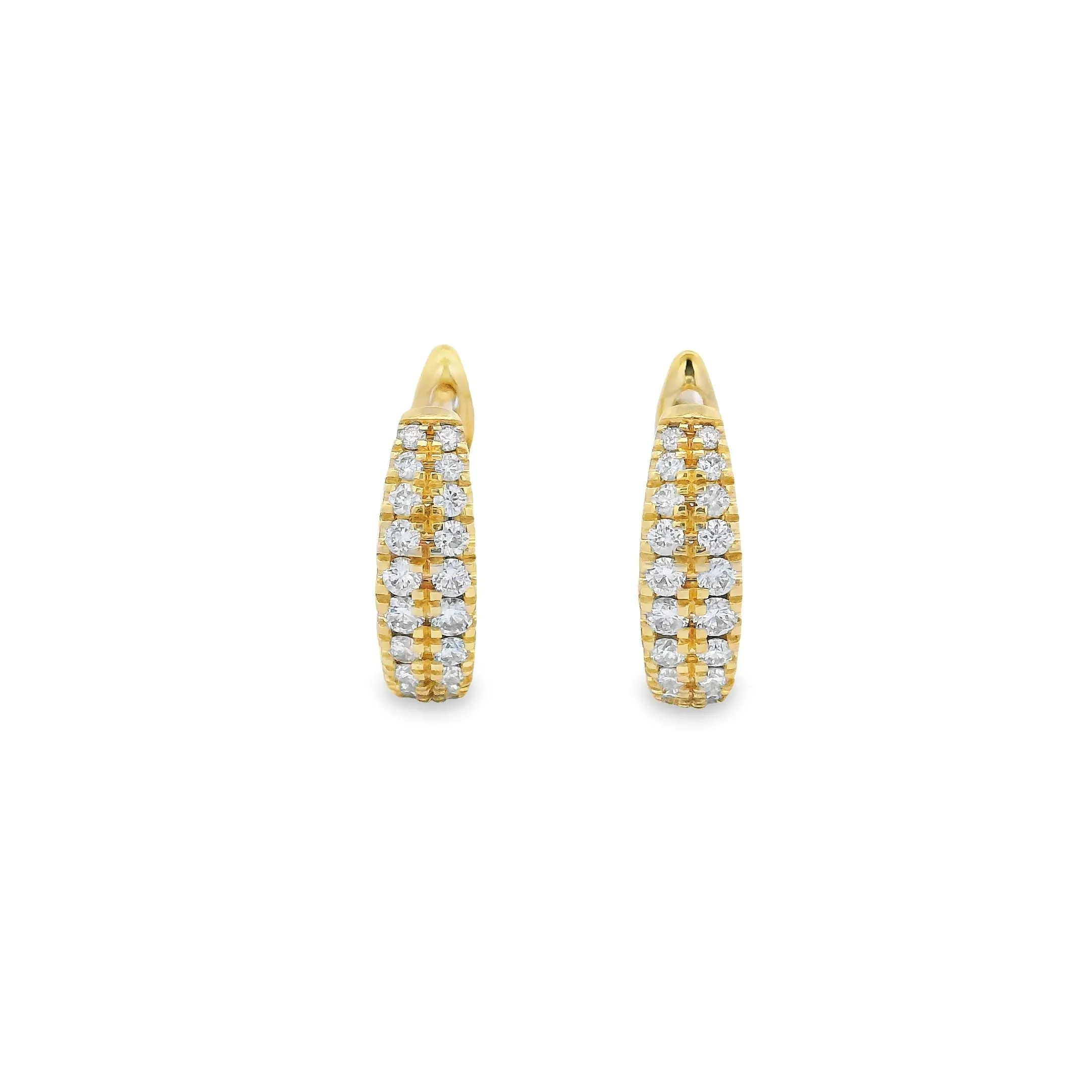 9ct Yellow Gold Round Double Row Lab Grown Diamond Hoop Earrings TDW= 0.45ct