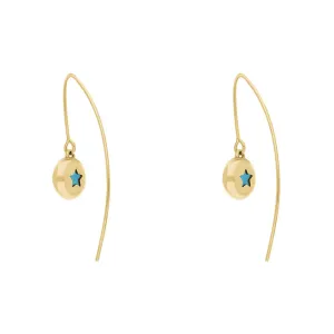 9ct Yellow Gold Turquoise Star Disc Drop Earrings