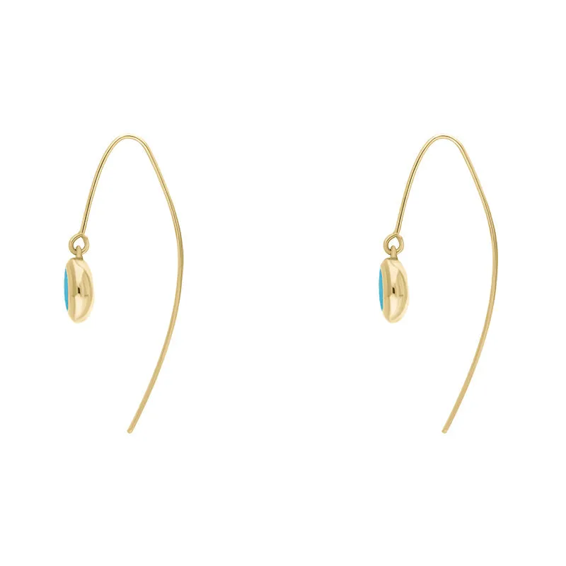 9ct Yellow Gold Turquoise Star Disc Drop Earrings