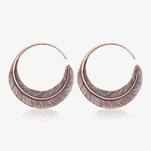 A Pair of Mystic Feather Loop Copper Plug Hoop Earring
