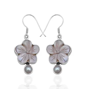 Abalone Shell & Pearl Silver Earrings