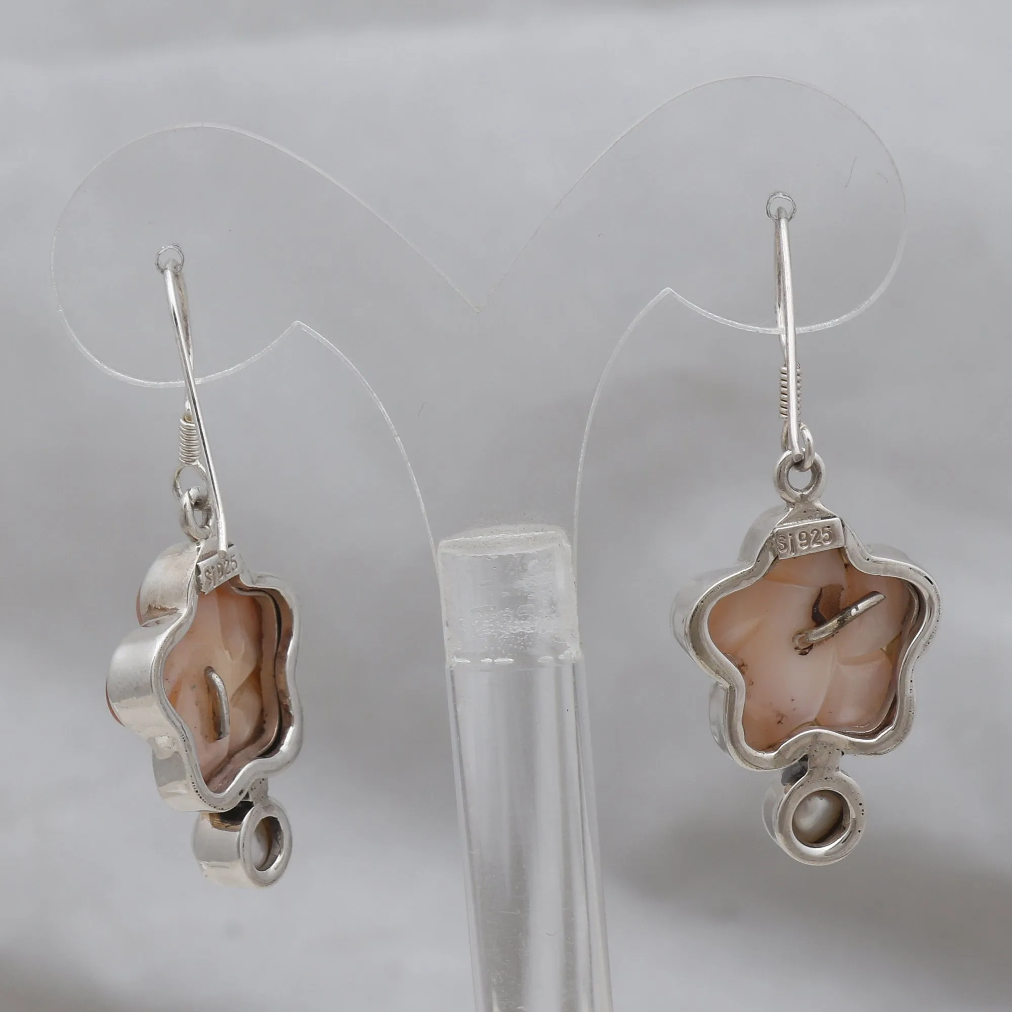 Abalone Shell & Pearl Silver Earrings