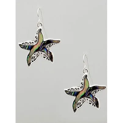 Abalone Shell Starfish Earrings