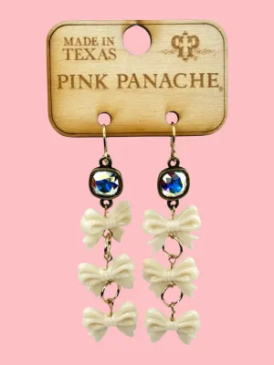 Acrylic Triple Bow Earring - Cream