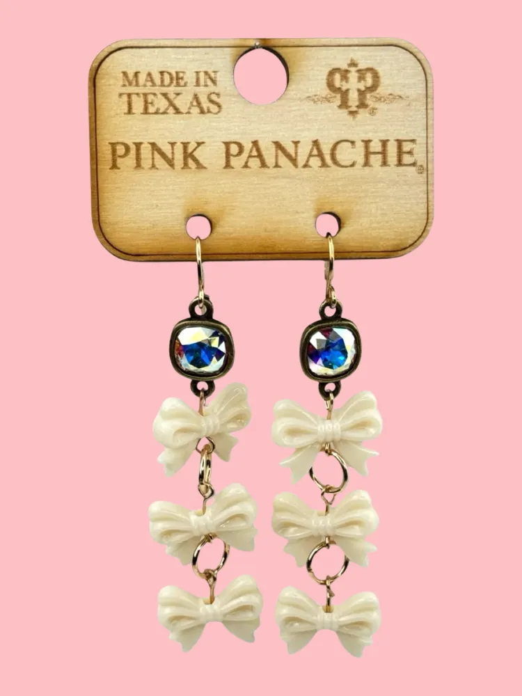 Acrylic Triple Bow Earring - Cream
