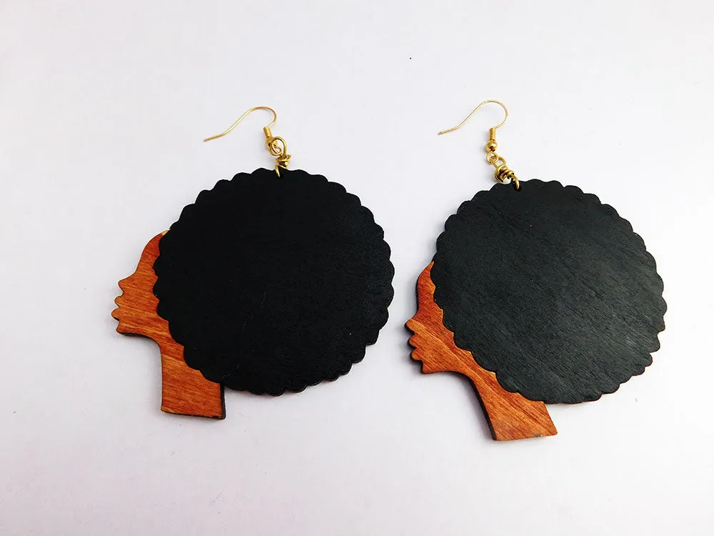 Afro Earrings Wooden Jewelry Women Ethnic