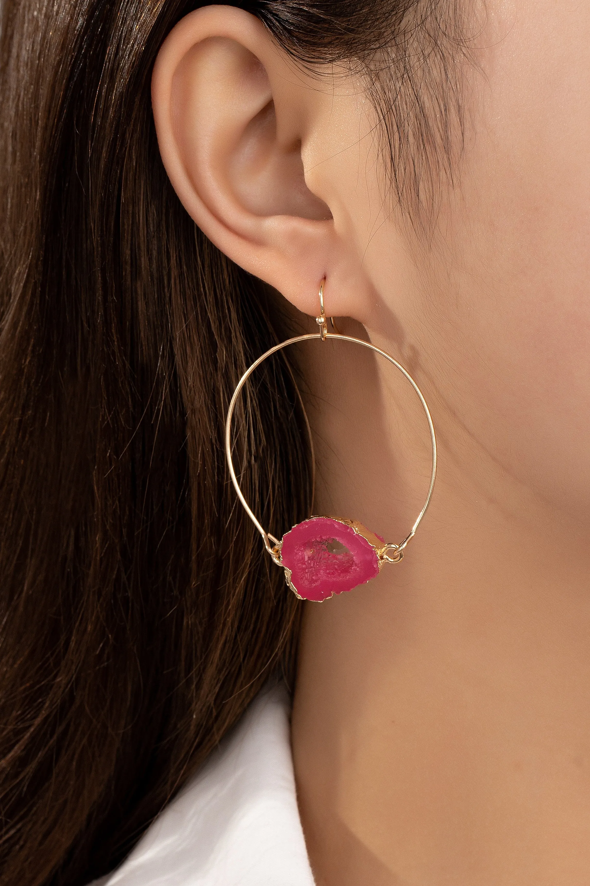 Agate Illusion Hoop Earrings