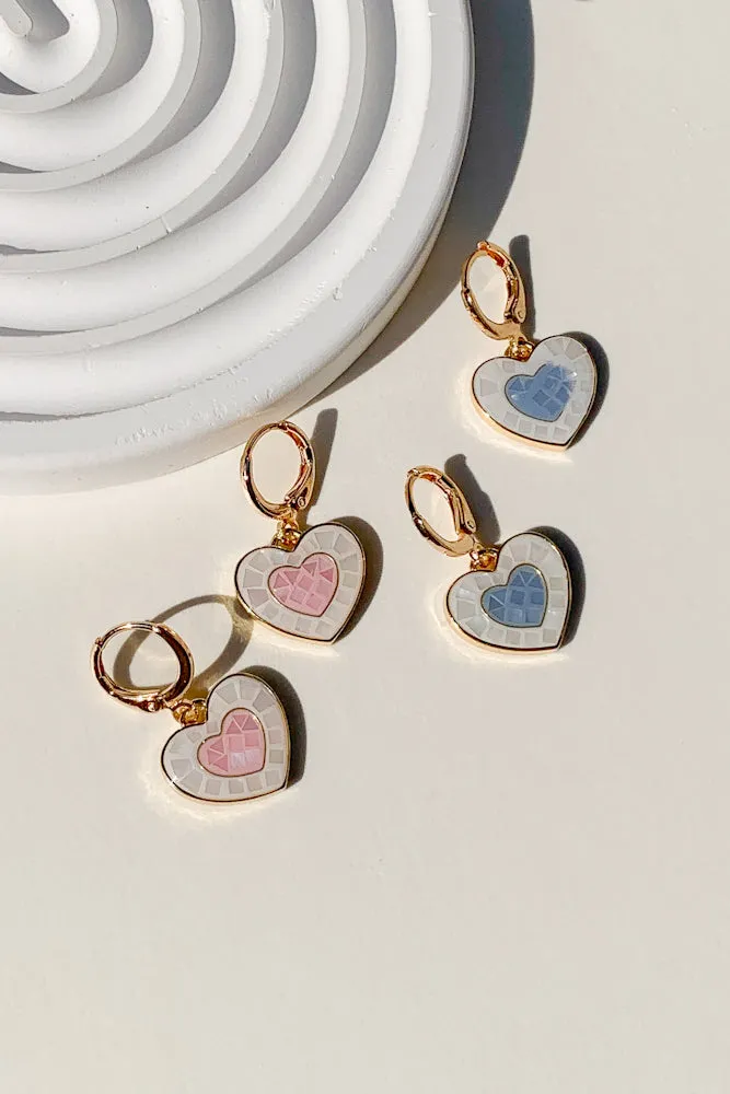 Aimee Heart Shell Huggies