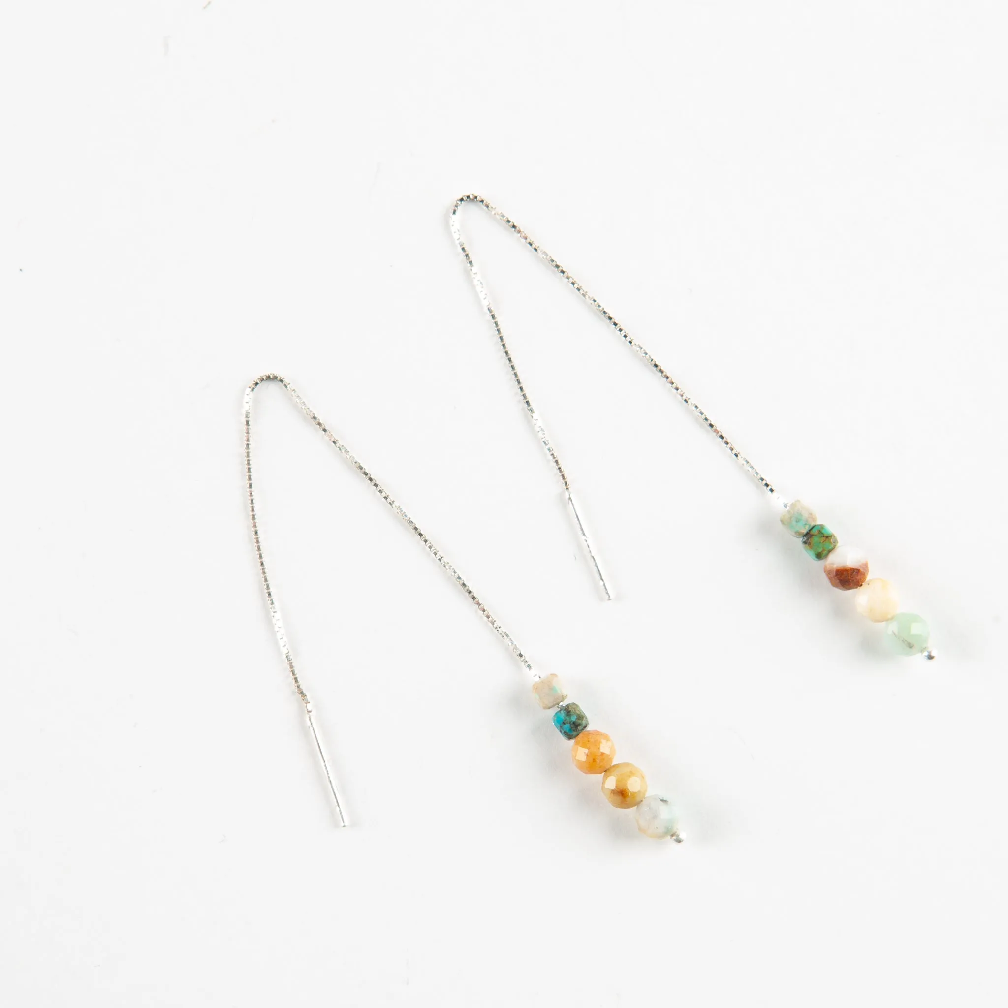 Amazonite & Ocean Jasper Threader Earrings