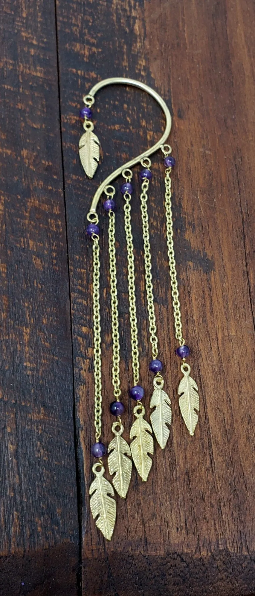 Amethyst Chain Ear Cuff Wrap Around Earring