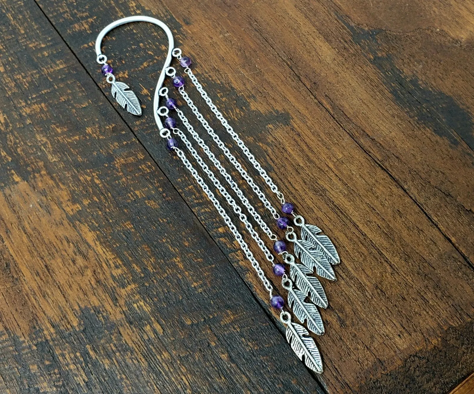 Amethyst Chain Ear Cuff Wrap Around Earring