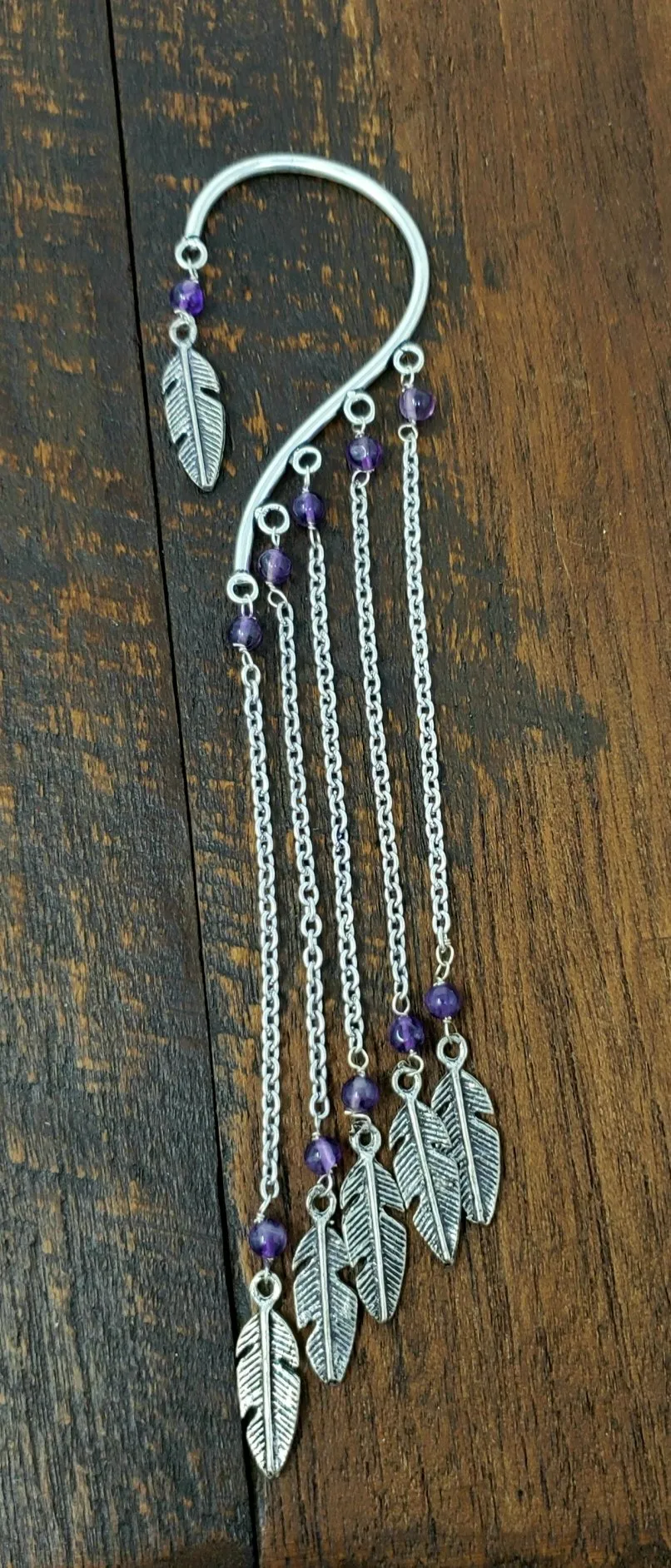 Amethyst Chain Ear Cuff Wrap Around Earring